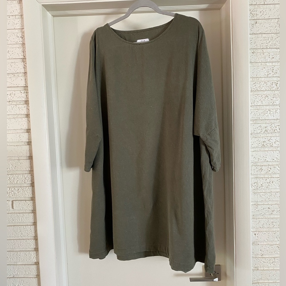 Jamie + the Jones Olive Raw Silk T Dress XL